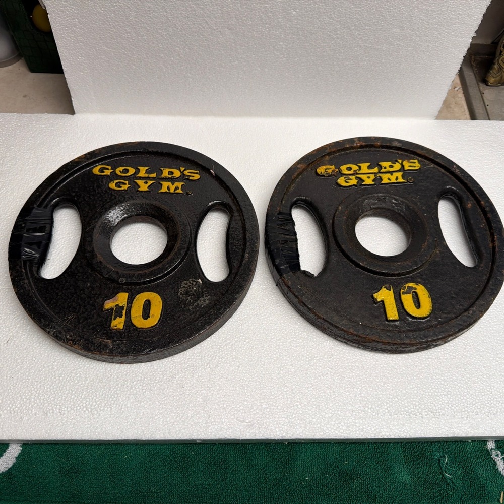 Gold's Gym Olympic 2" 10 Lb Grip Weight Plates 2x10Lb Total 20 Lbs